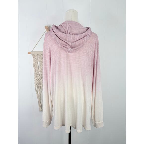 Torrid Plush Lace Inset Hoodie Pink Ombre Mauve Plus Size 3X Pullover - Picture 9 of 12